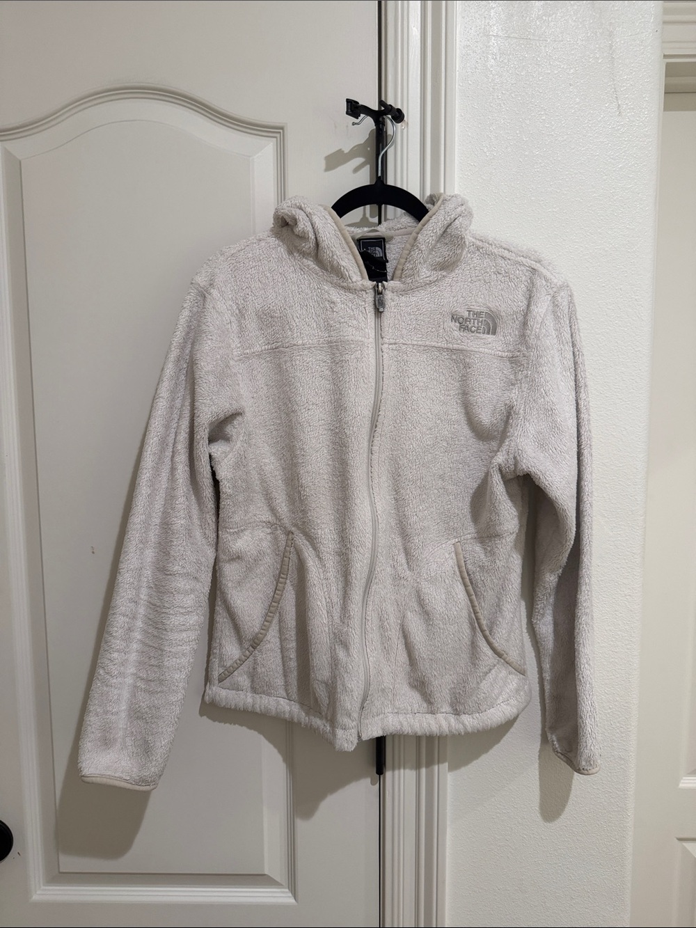 The north face white grey zip up jacket size medium